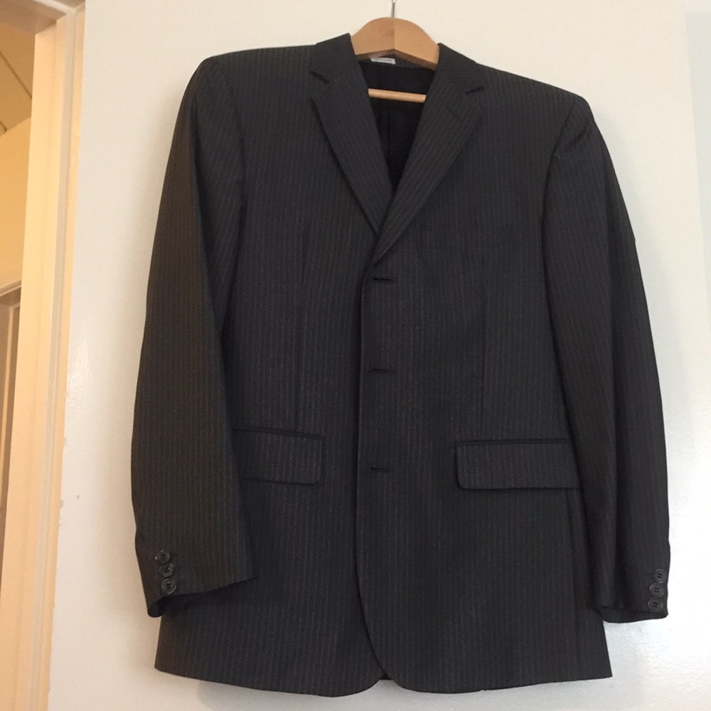 Calvin Klein dark grey pinstripe suit jacket